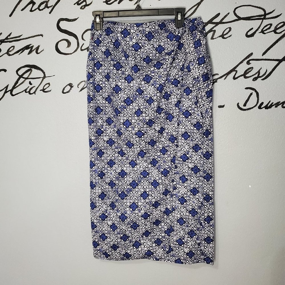 Tommy Hilfiger TOMMY Blue Patterned Wrap Skirt, 6